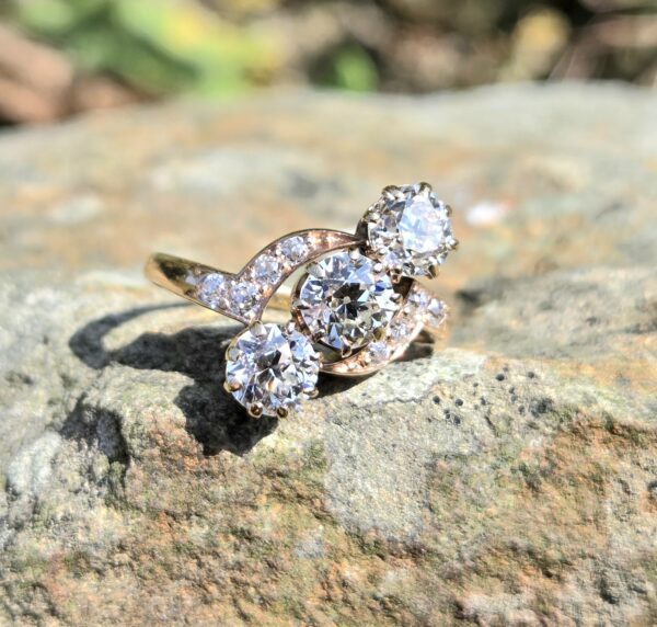 Just A Fabulous Old Cut Diamond Trilogy ring! - Image 3