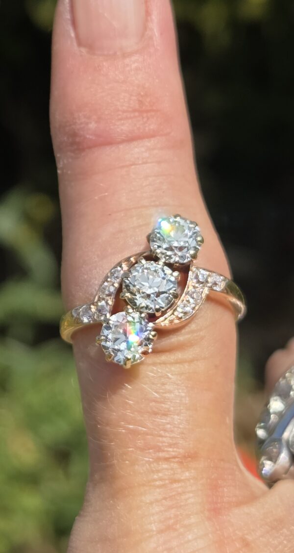 Just A Fabulous Old Cut Diamond Trilogy ring! - Image 2
