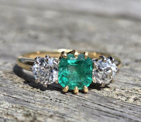 Colombian Emerald & Diamond Trilogy ring