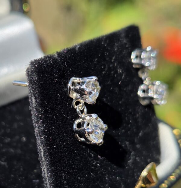 Gorgeous Double drop old cut diamond earrings - Image 5