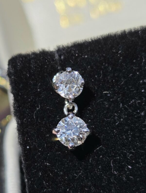 Gorgeous Double drop old cut diamond earrings - Image 6