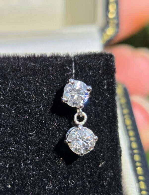 Gorgeous Double drop old cut diamond earrings - Image 7