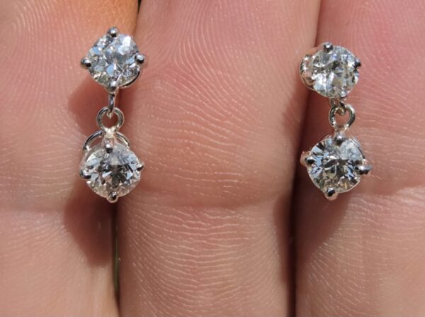 Gorgeous Double drop old cut diamond earrings - Image 8