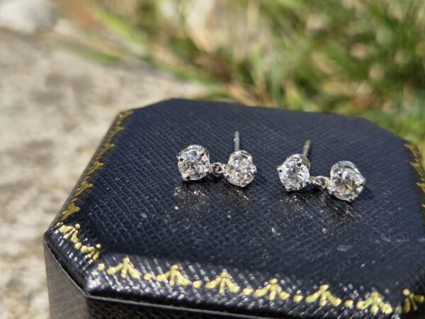 Gorgeous Double drop old cut diamond earrings - Image 9