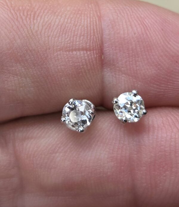 Platinum Antique Diamond Stud earrings - Image 5