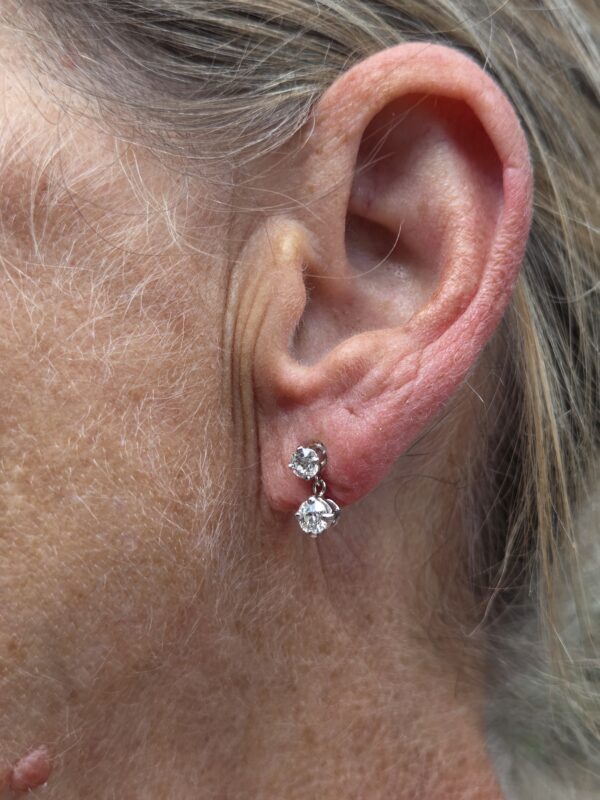 Gorgeous Double drop old cut diamond earrings - Image 3