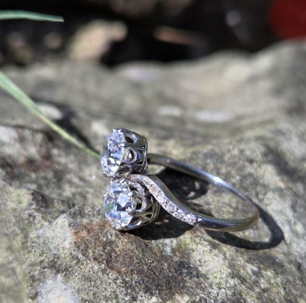 SOLD. An Exception Old cut Diamond Moi et Toi/2 stone - Image 9