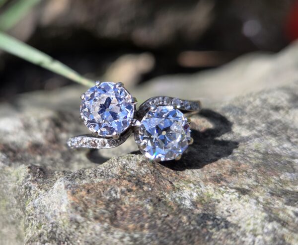 SOLD. An Exception Old cut Diamond Moi et Toi/2 stone - Image 8