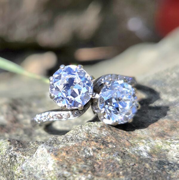 SOLD. An Exception Old cut Diamond Moi et Toi/2 stone - Image 7