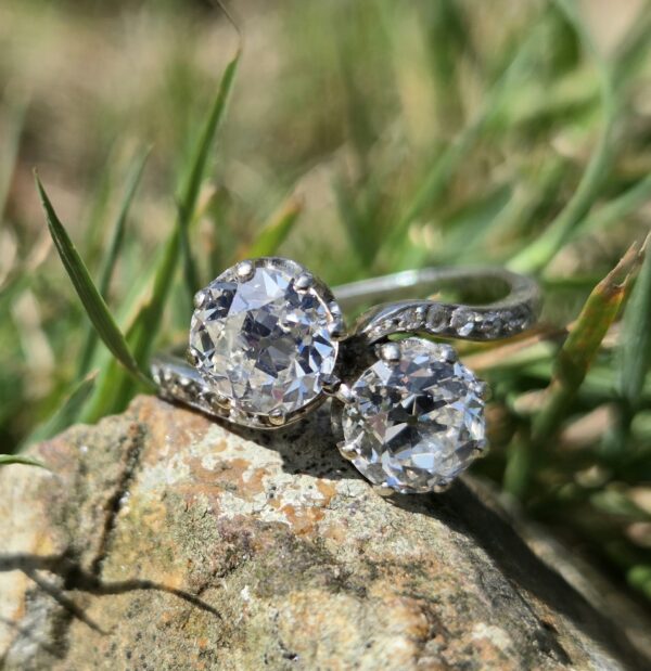 SOLD. An Exception Old cut Diamond Moi et Toi/2 stone - Image 6