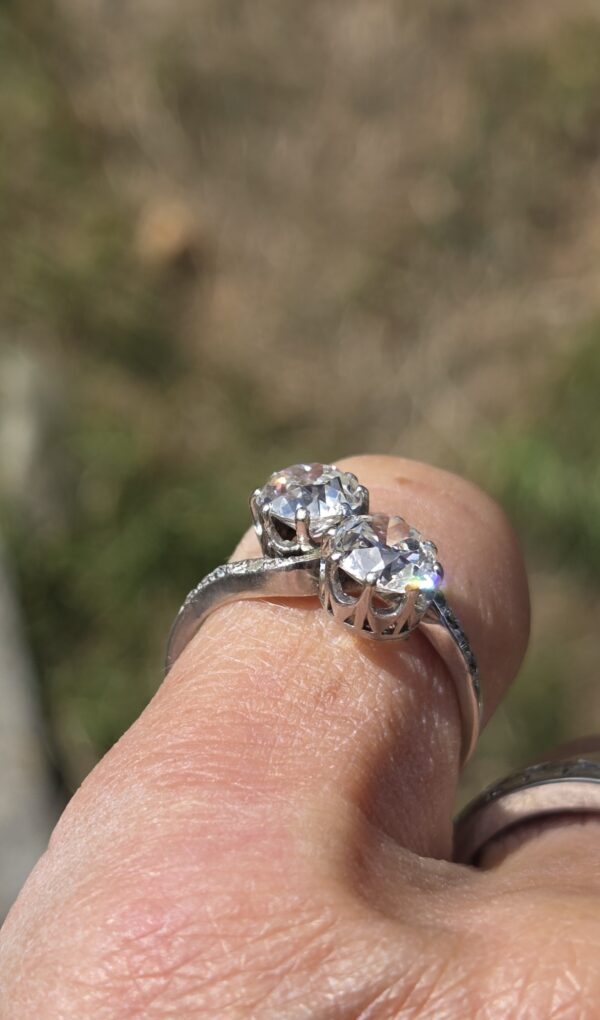 SOLD. An Exception Old cut Diamond Moi et Toi/2 stone - Image 3