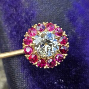 Incredibly rare Burma Ruby & Diamond Collar pin