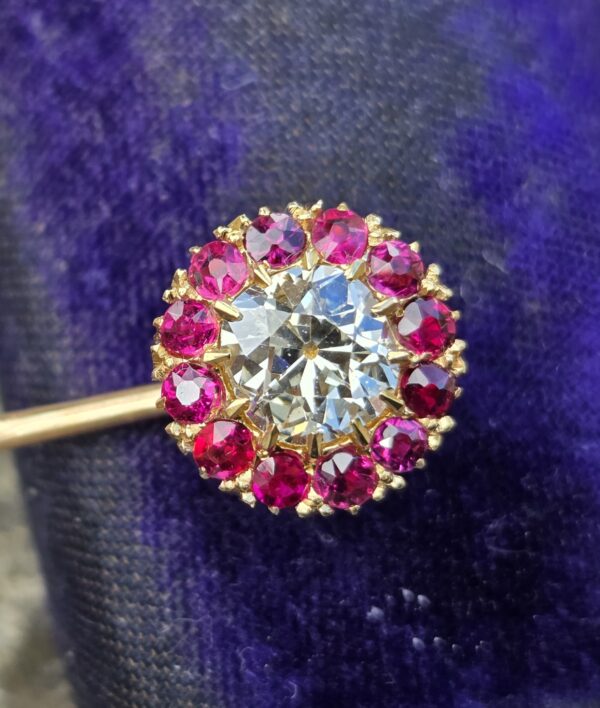 Incredibly rare Burma Ruby & Diamond Collar pin