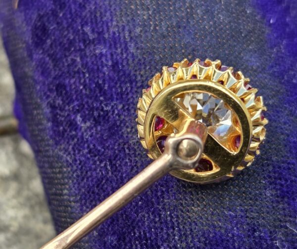 Incredibly rare Burma Ruby & Diamond Collar pin - Image 5