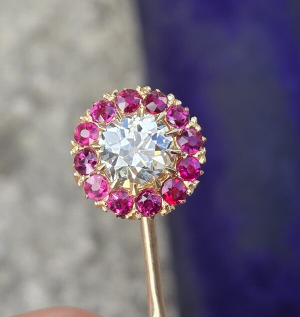 Incredibly rare Burma Ruby & Diamond Collar pin - Image 8