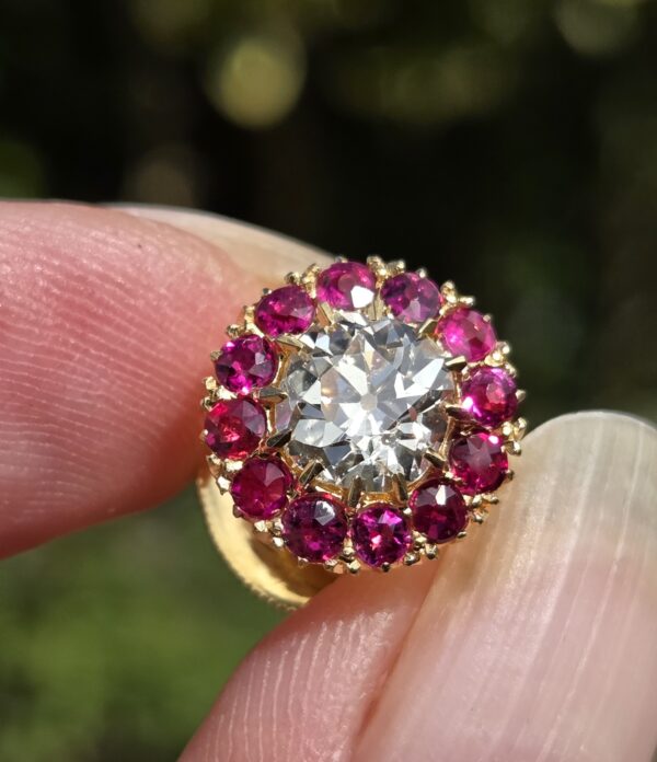 Incredibly rare Burma Ruby & Diamond Collar pin - Image 7