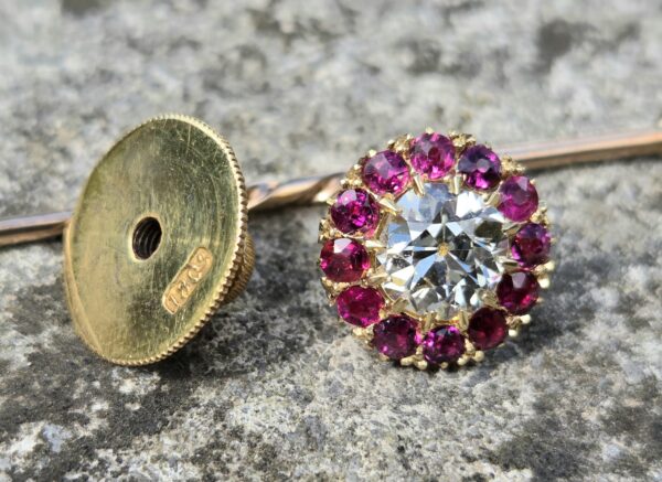 Incredibly rare Burma Ruby & Diamond Collar pin - Image 6