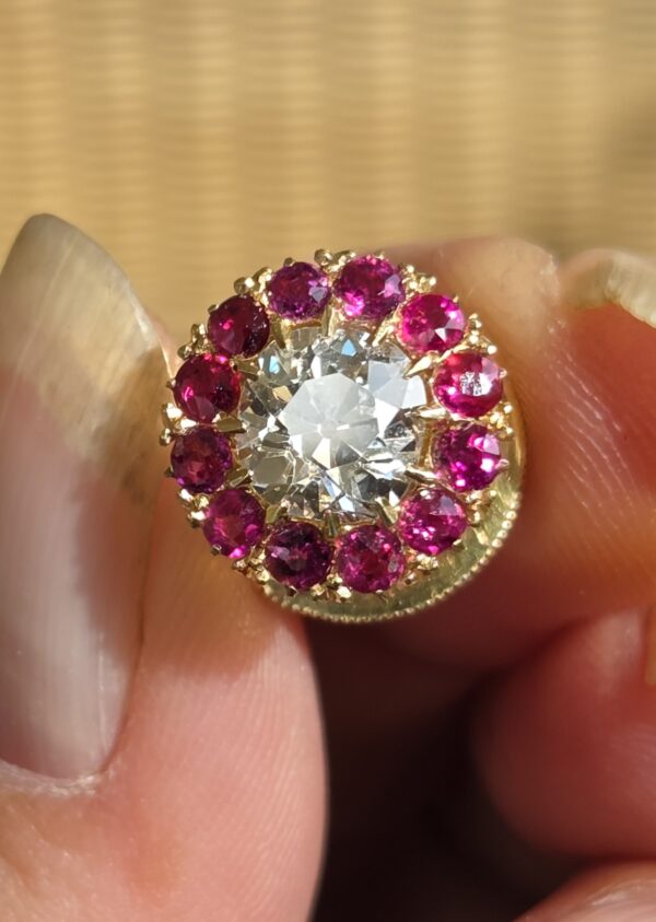 Incredibly rare Burma Ruby & Diamond Collar pin - Image 13