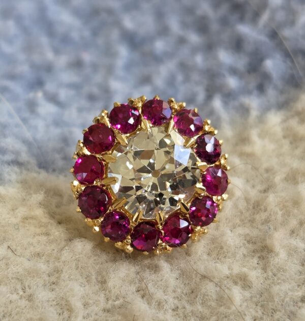 Incredibly rare Burma Ruby & Diamond Collar pin - Image 14