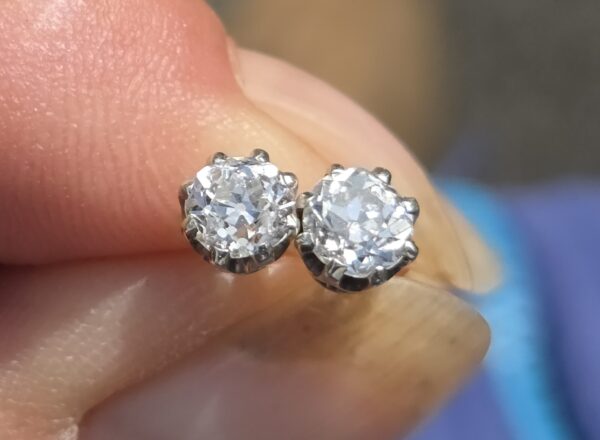 The perfect gift! Classic 1ct Old cut diamond stud earrings - Image 3