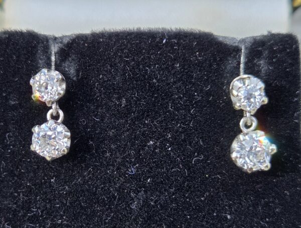 SOLD Old mine Diamond cut drop earrings.