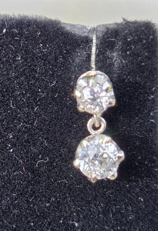 SOLD Old mine Diamond cut drop earrings. - Image 3
