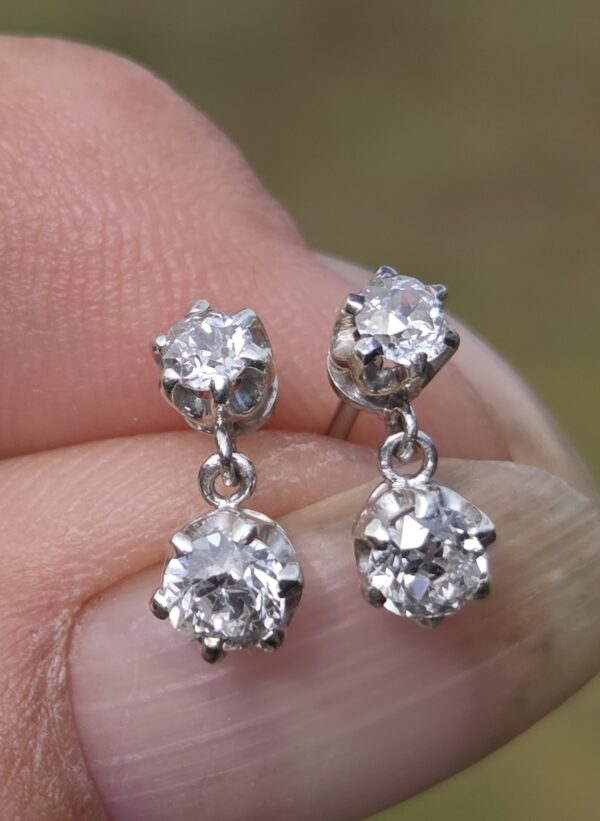 SOLD Old mine Diamond cut drop earrings. - Image 6
