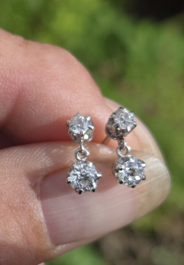 SOLD Old mine Diamond cut drop earrings. - Image 7