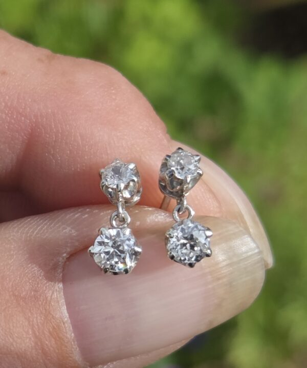 SOLD Old mine Diamond cut drop earrings. - Image 8
