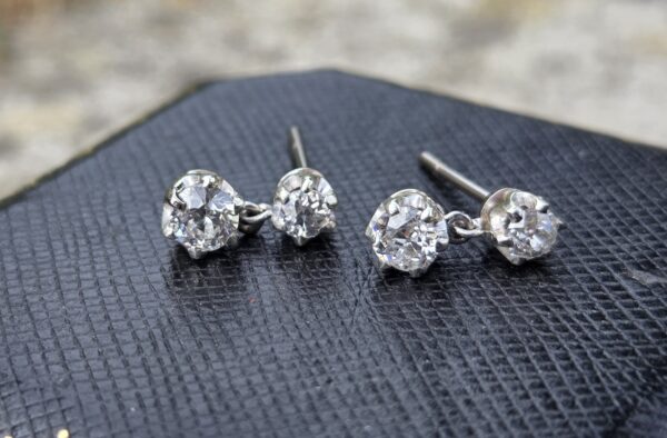 SOLD Old mine Diamond cut drop earrings. - Image 10