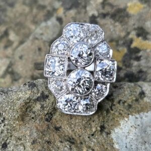 Exceptional Art Deco Old cut Diamond Plaque ring.