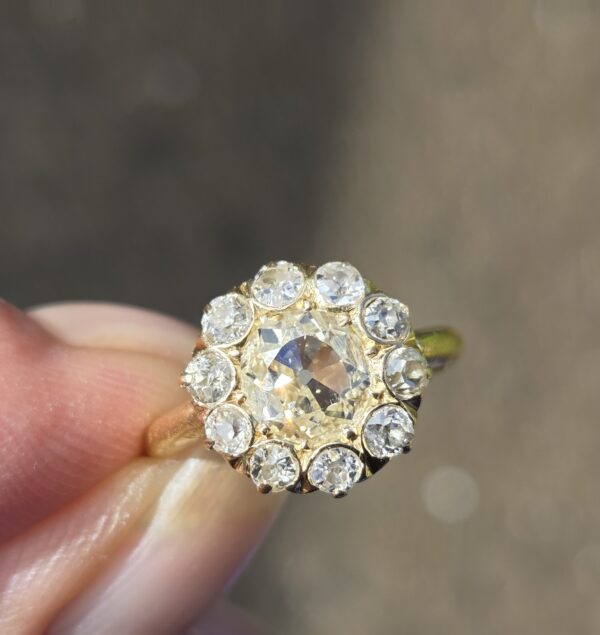 SOLD. Edwardian Cluster ring with Old Cut Diamonds - Image 12
