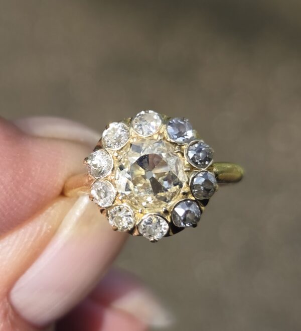 SOLD. Edwardian Cluster ring with Old Cut Diamonds - Image 11