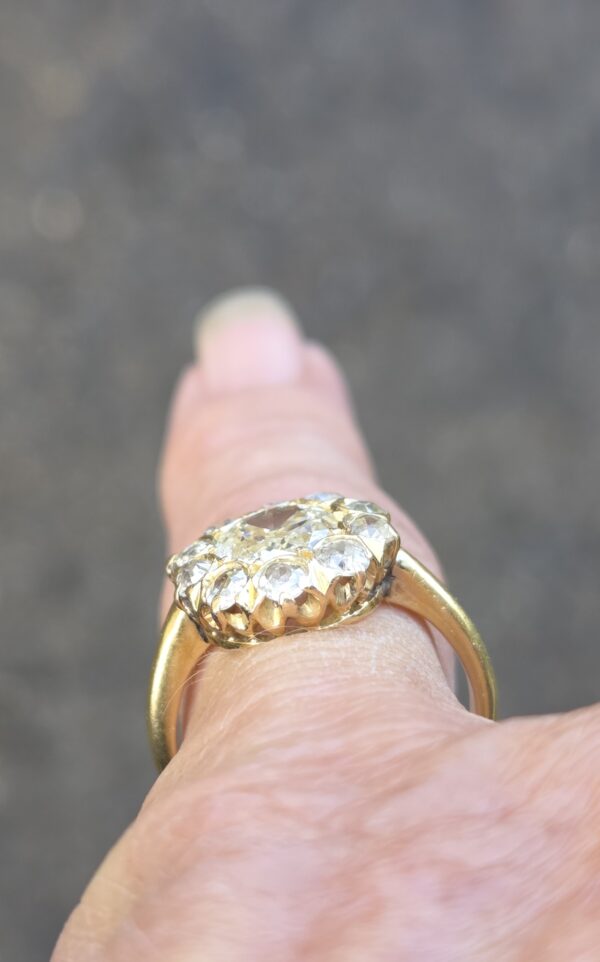 SOLD. Edwardian Cluster ring with Old Cut Diamonds - Image 3