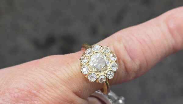 SOLD. Edwardian Cluster ring with Old Cut Diamonds - Image 2