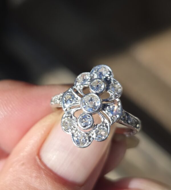 Art Deco Old Cut Diamond panel ring. - Image 14