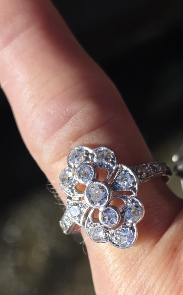 Art Deco Old Cut Diamond panel ring. - Image 11