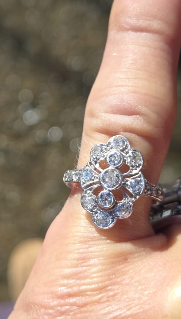 Art Deco Old Cut Diamond panel ring. - Image 10