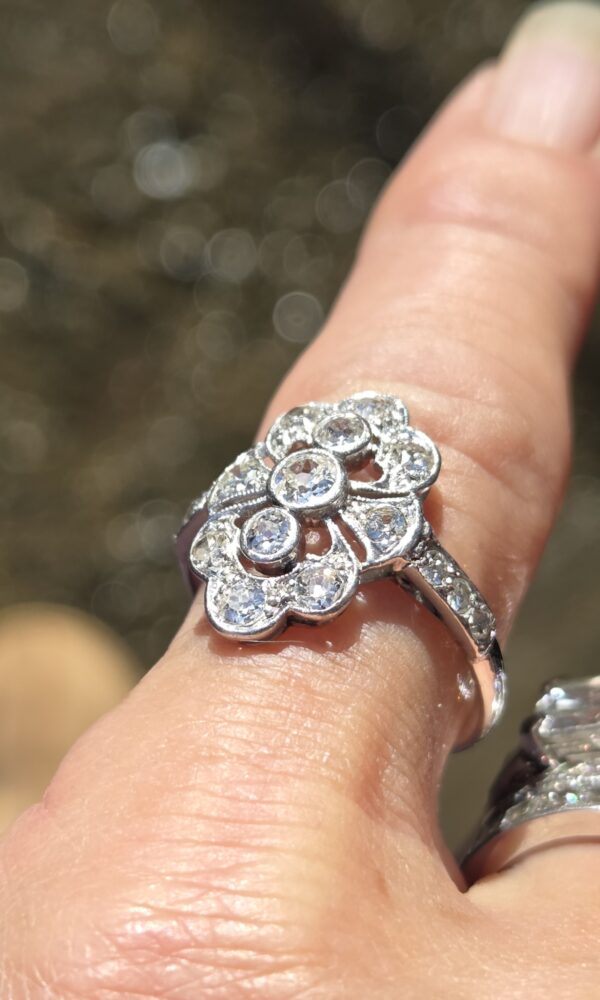 Art Deco Old Cut Diamond panel ring. - Image 8