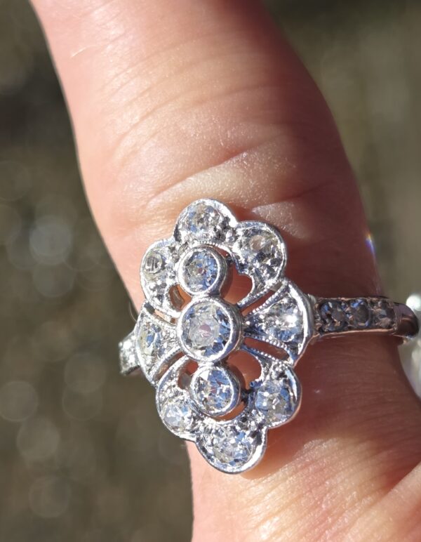 Art Deco Old Cut Diamond panel ring. - Image 9