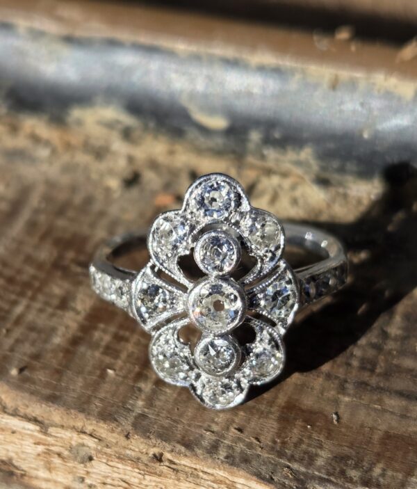 Art Deco Old Cut Diamond panel ring. - Image 4