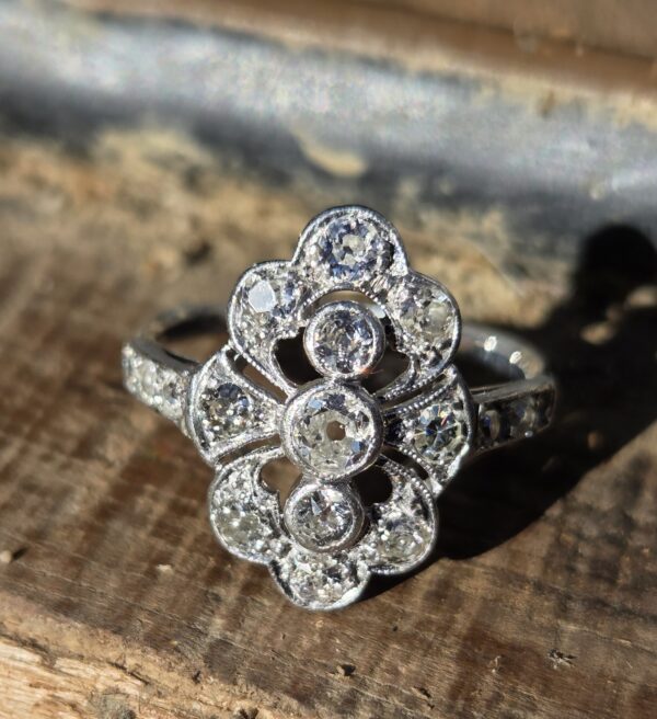 Art Deco Old Cut Diamond panel ring. - Image 3