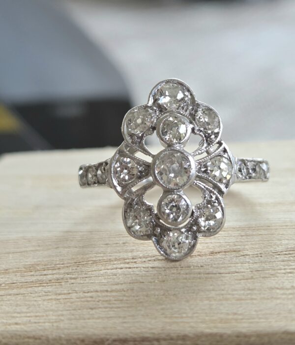 Art Deco Old Cut Diamond panel ring. - Image 2