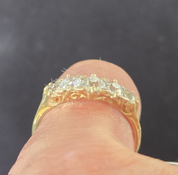 RESERVED. Top Quality! Old cut Diamond 5 stone ring - Image 8