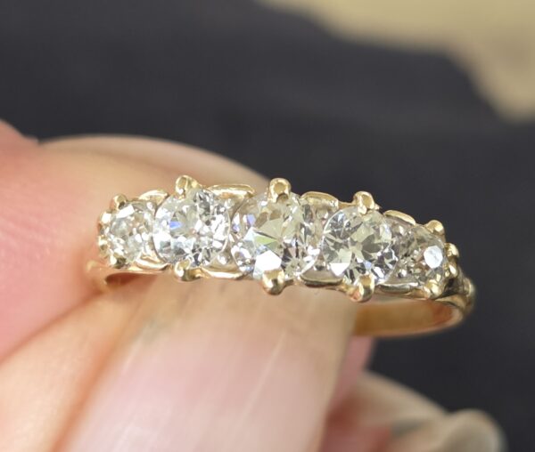 RESERVED. Top Quality! Old cut Diamond 5 stone ring