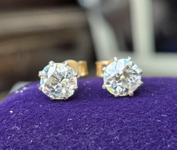 RESERVED. Rare Victorian old cut diamond stud earrings