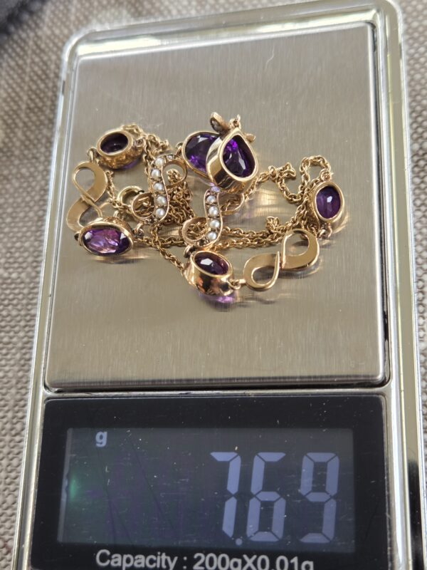 Amethyst & seed pearl necklace - Image 5