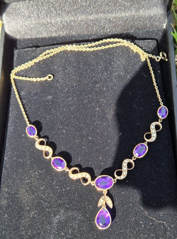 Amethyst & seed pearl necklace - Image 7