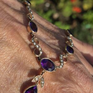 Amethyst & seed pearl necklace