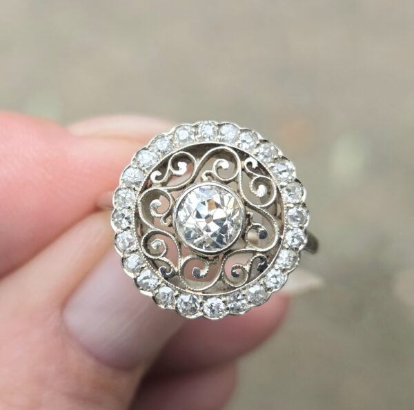 SOLD. Special French Old cut diamond Target ring - Image 2